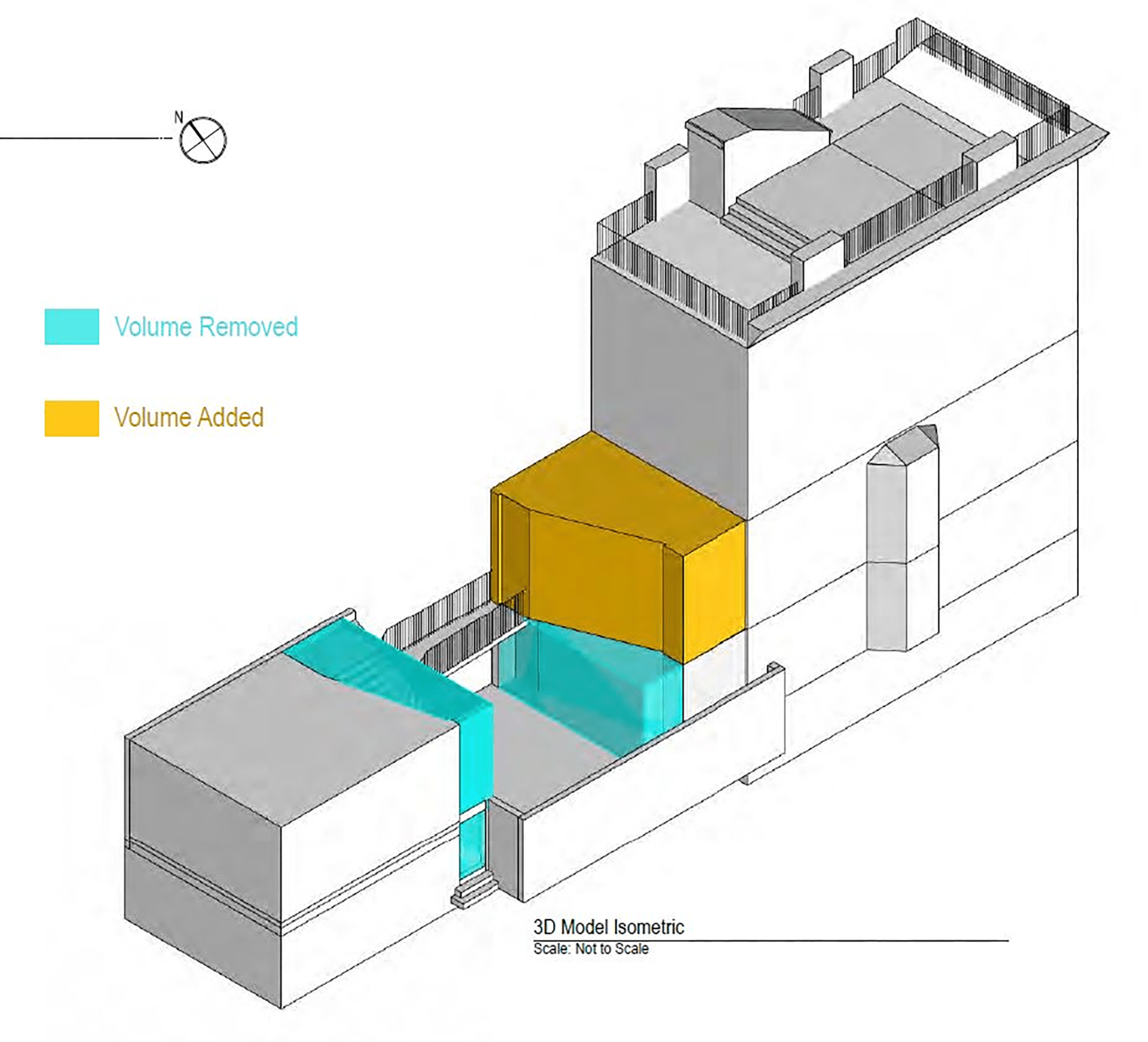 Diagram illustrating where square footage was added and removed to reallocate space in a Park Slope corner home.
